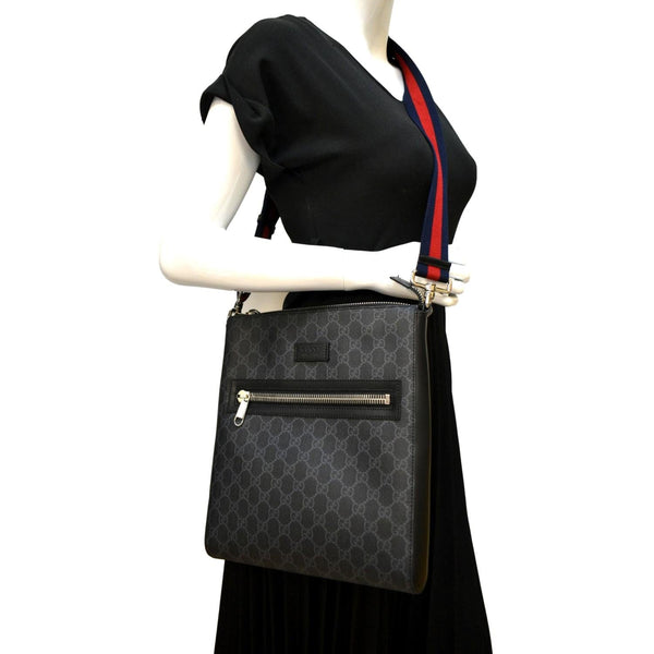 GUCCI GG Supreme Square Messenger Bag Black 474137