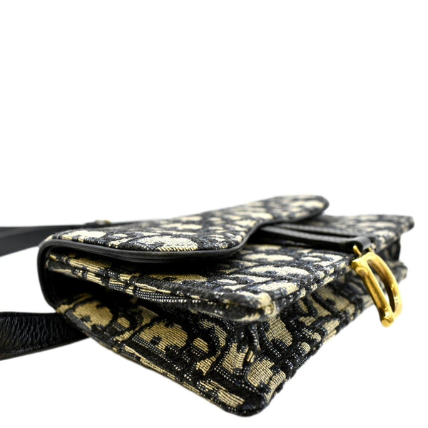 CHRISTIAN DIOR Saddle Oblique Canvas Belt Bag Navy Blue