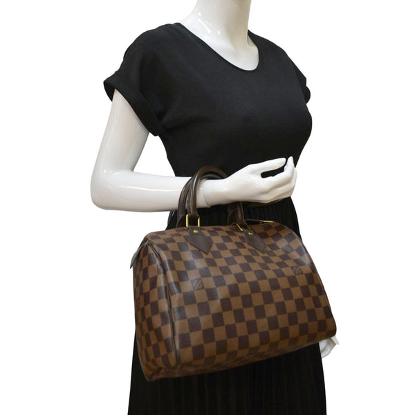 LOUIS VUITTON Speedy 25 Damier Ebene Satchel Bag Brown