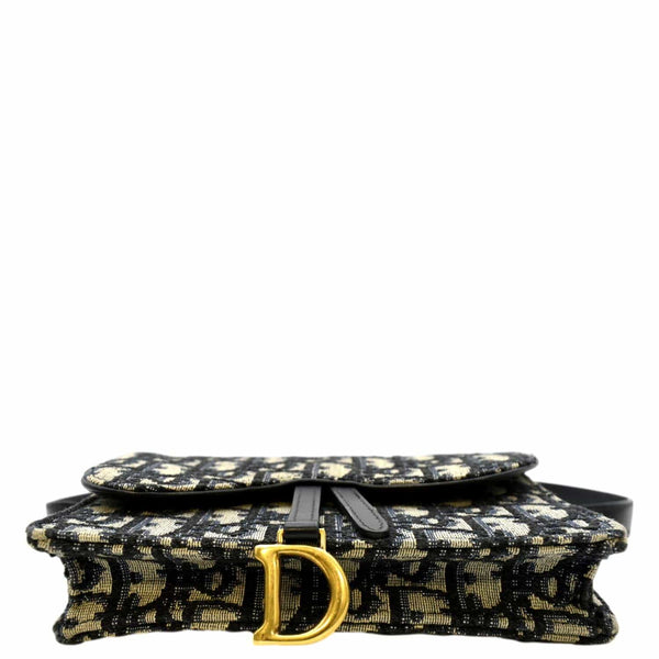 CHRISTIAN DIOR Saddle Oblique Canvas Belt Bag Navy Blue