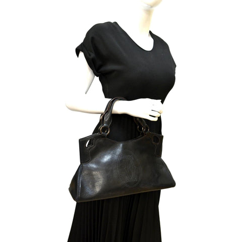CARTIER Marcello de Cartier Leather Shoulder Bag Black