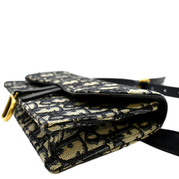 CHRISTIAN DIOR Saddle Oblique Canvas Belt Bag Navy Blue