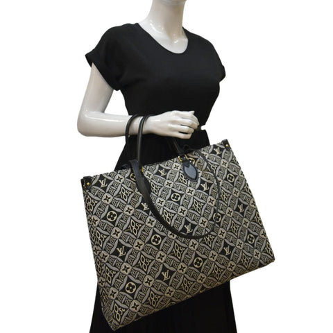 LOUIS VUITTON Onthego GM 1854 Jacquard Tote Bag Grey