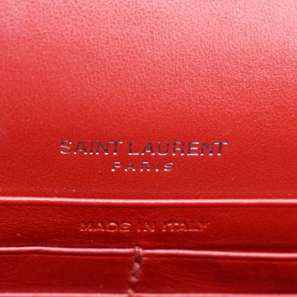 YVES SAINT LAURENT Sunset Crocodile Embossed Leather Crossbody Bag Red
