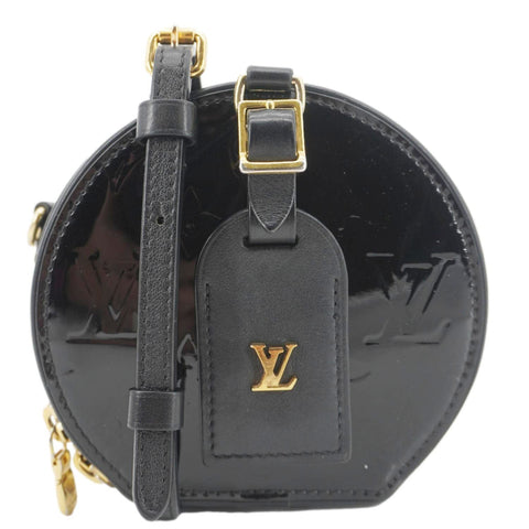 LOUIS VUITTON Boite Chapeau Souple Mini Monogram Vernis Shoulder Bag Black