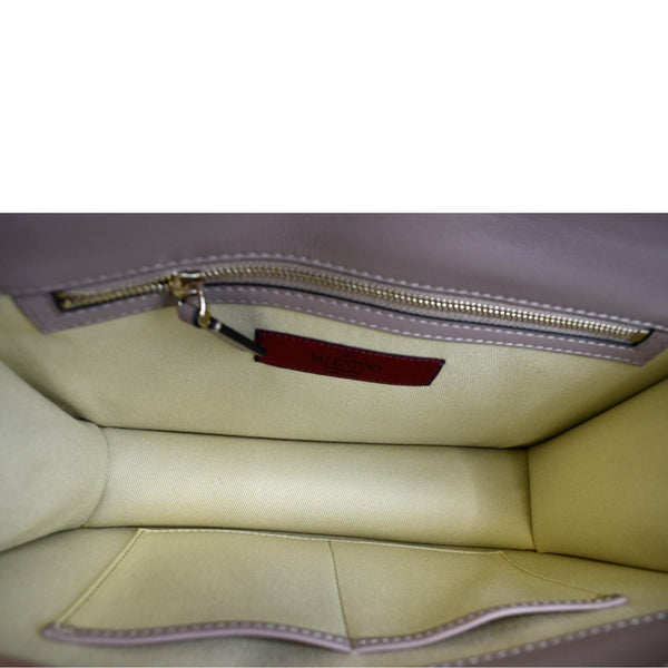 VALENTINO Glam Lock Rockstud Flap Medium Leather Crossbody Bag Nude