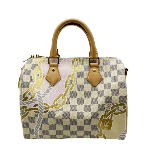 LOUIS VUITTON Nautical Speedy 25 Bandouliere Damier Azur Shoulder Bag White