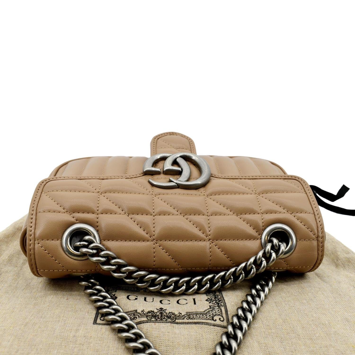 Gucci Beige Matelassé Velvet Small GG Marmont Shoulder Bag Gucci