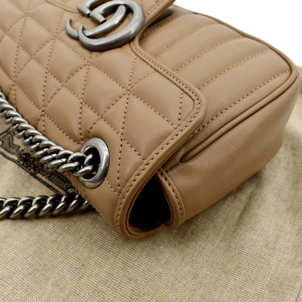 Gucci GG Marmont Mini Leather Shoulder Bag Beige Color