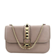 VALENTINO Glam Lock Rockstud Flap Medium Leather Crossbody Bag Nude