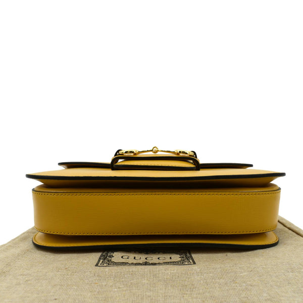 GUCCI Horsebit 1955 Leather Shoulder Bag Yellow 602204
