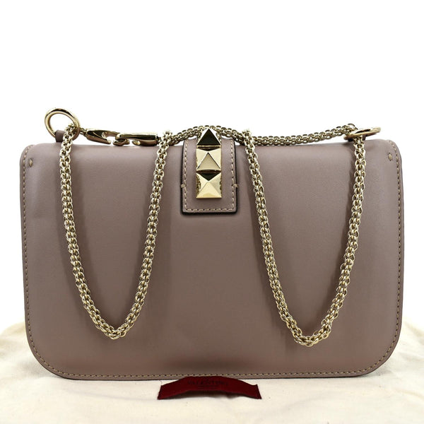VALENTINO Glam Lock Rockstud Flap Medium Leather Crossbody Bag Nude