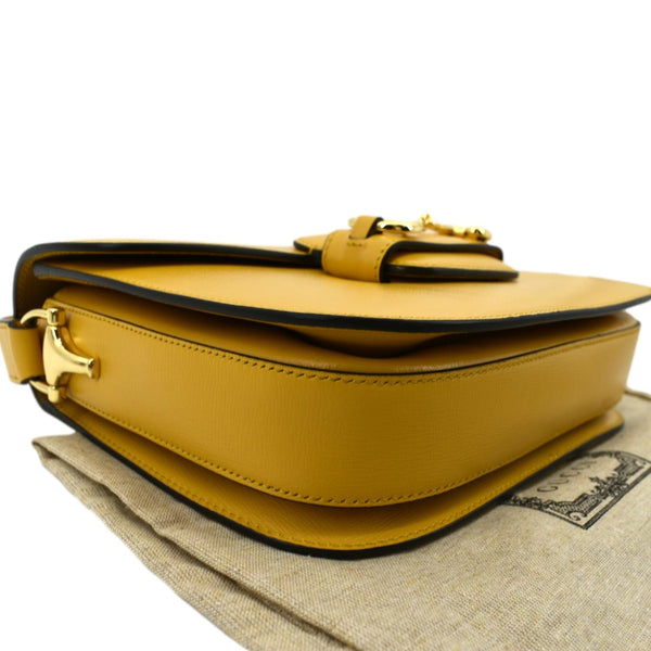 GUCCI Horsebit 1955 Leather Shoulder Bag Yellow 602204