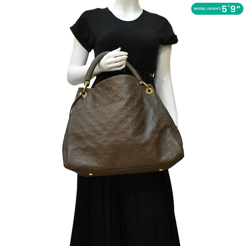 LOUIS VUITTON Artsy MM Monogram Empreinte Leather Hobo Bag Brown