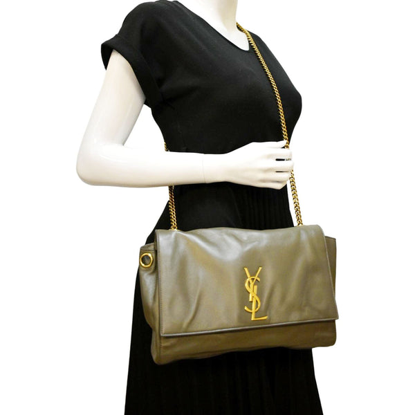 YVES SAINT LAURENT Kate Reversible Leather Crossbody Bag Green