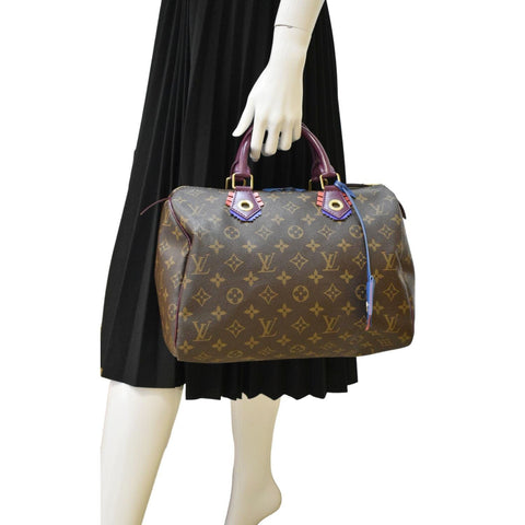 LOUIS VUITTON Totem Speedy 30 Monogram Canvas Satchel Bag Magenta