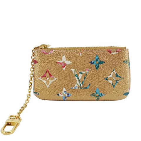 LOUIS VUITTON Metallic Monogram LV Garden Key Pouch Golden