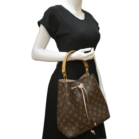 LOUIS VUITTON Neonoe Monogram Canvas Hobo Bag Rose Ballerine