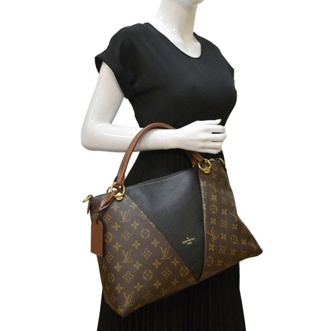 LOUIS VUITTON V Tote Monogram Canvas Leather Shoulder Bag Black