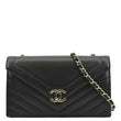 CHANEL CC Flap Chevron Stitched Leather Shoulder Bag Black