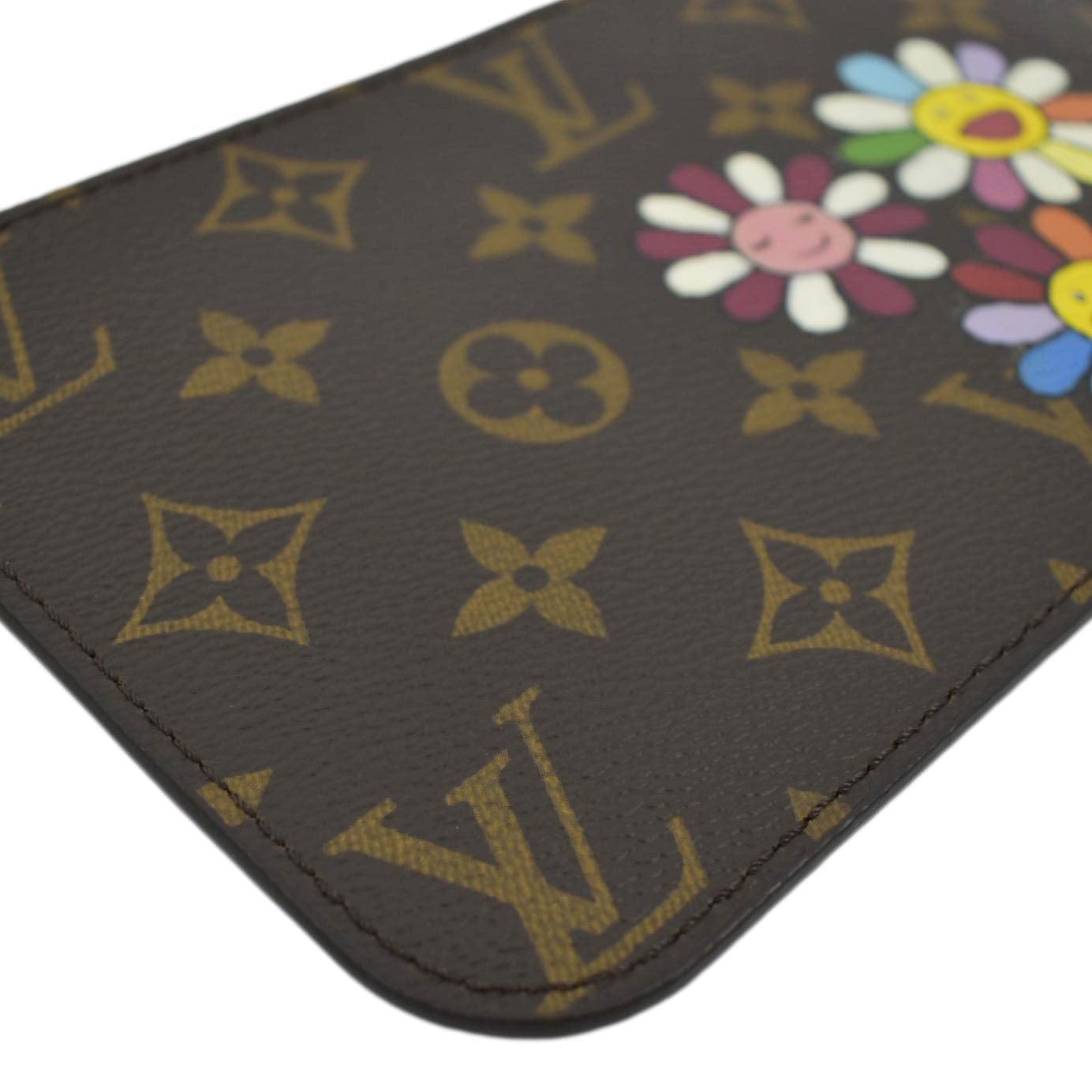 Louis Vuitton Neverfull Monogram Canvas Pochette Wristlet Pouch Brown