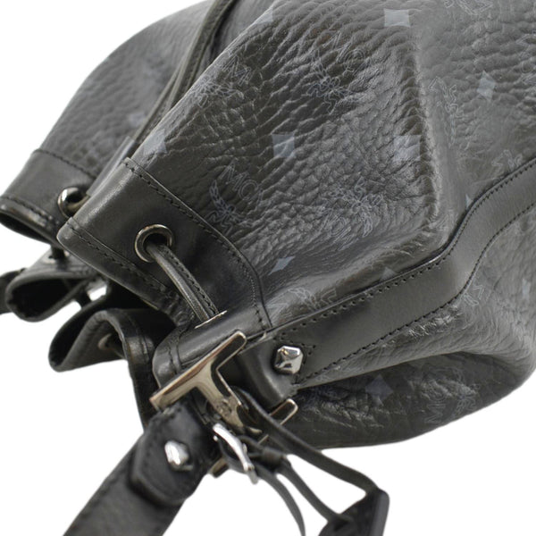 MCM Drawstring Visetos Canvas Bucket Bag Black