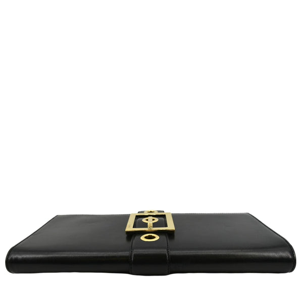 GUCCI Lady Buckle Leather Clutch Black 323653