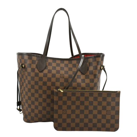 LOUIS VUITTON Neverfull MM Damier Ebene Tote Bag Brown