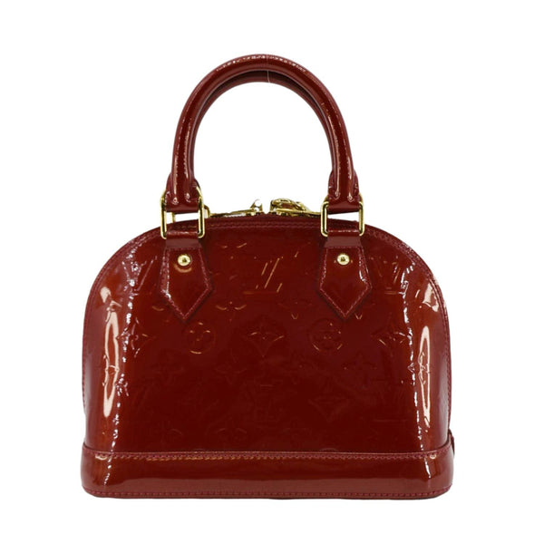 LOUIS VUITTON Alma BB Monogram Vernis Satchel Bag Red