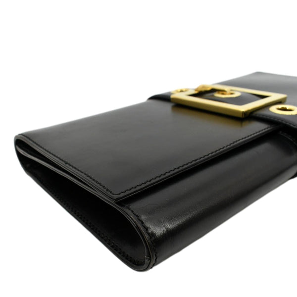 GUCCI Lady Buckle Leather Clutch Black 323653