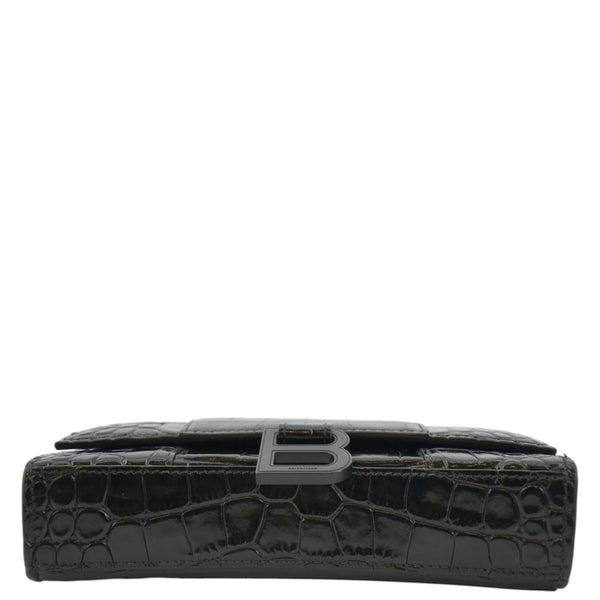 BALENCIAGA Hourglass Leather Chain Wallet Shoulder Bag Black