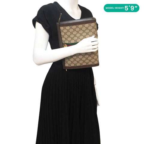 GUCCI Ophidia GG Supreme Canvas Zip Pouch Beige 625549