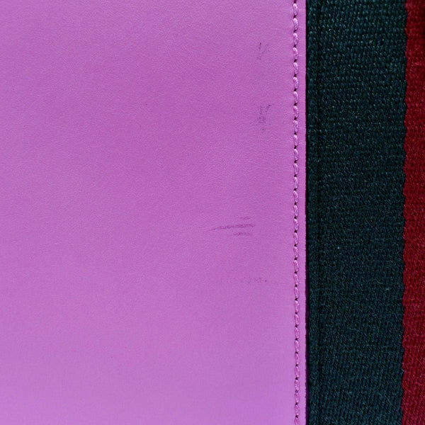 GUCCI Sylvie Medium Web Smooth Leather Top Handle Shoulder Bag Pink 431665