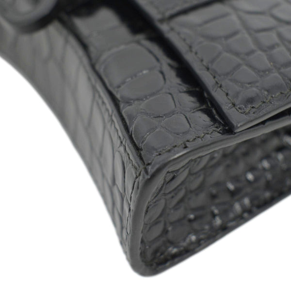 BALENCIAGA Hourglass Leather Chain Wallet Shoulder Bag Black
