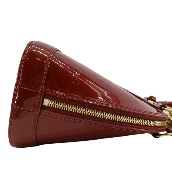 LOUIS VUITTON Alma BB Monogram Vernis Satchel Bag Red