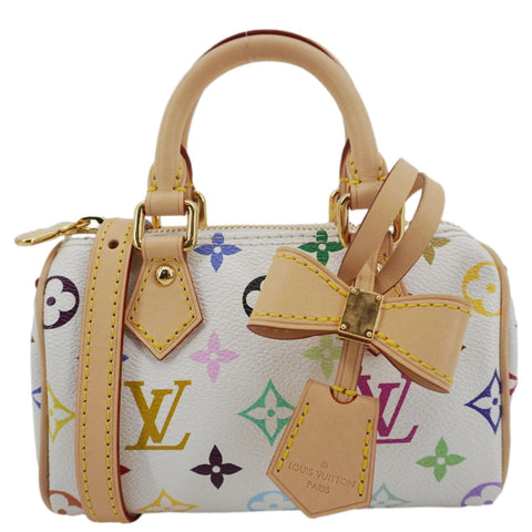 LOUIS VUITTON Nano Speedy Murakami Monogram Multicolor Canvas Shoulder Bag White