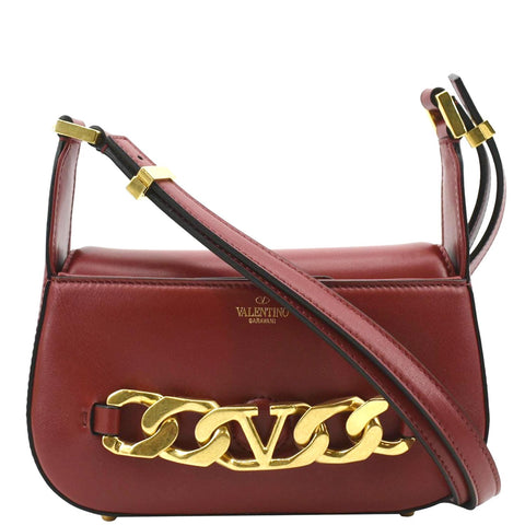 Valentino Burgundy Small Patent Leather Supervee Crossbody Bag