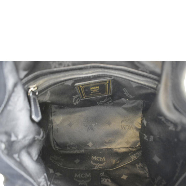 MCM Drawstring Visetos Canvas Bucket Bag Black