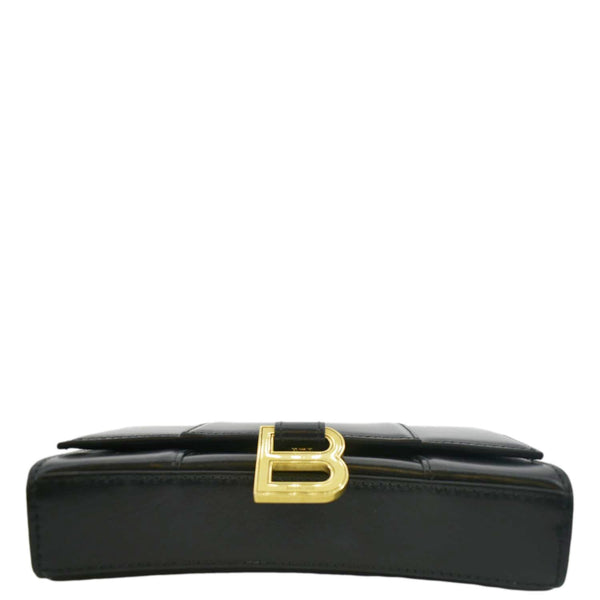 BALENCIAGA Hourglass Leather Chain Wallet Shoulder Bag Black