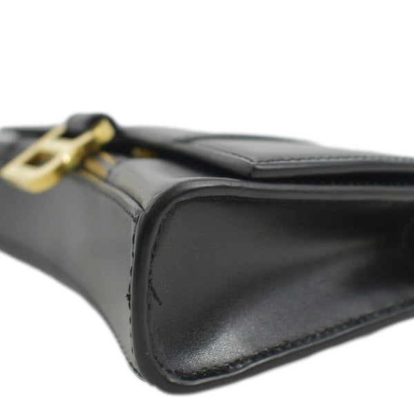 BALENCIAGA Hourglass Leather Chain Wallet Shoulder Bag Black