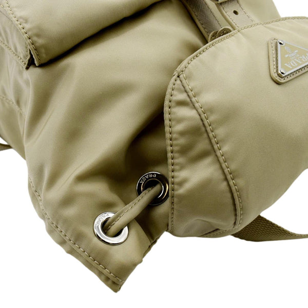 PRADA Double Front Pocket Re-Nylon Backpack Bag Beige