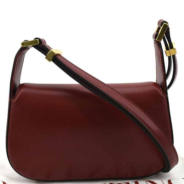 Valentino V Logo Chain Leather Shoulder Bag in Red - Back