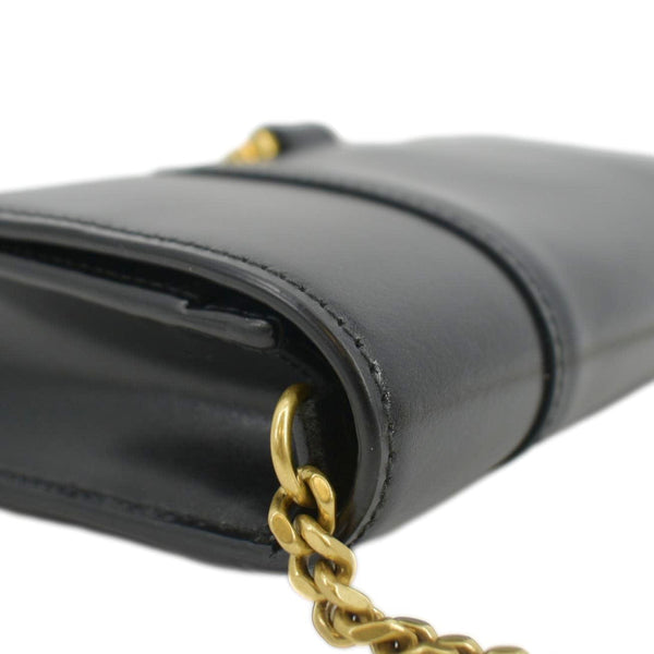 BALENCIAGA Hourglass Leather Chain Wallet Shoulder Bag Black