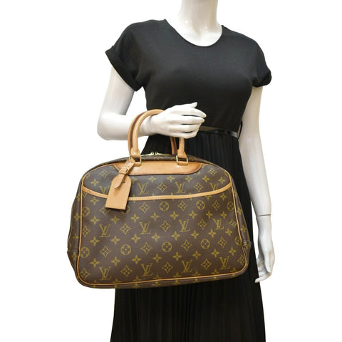 LOUIS VUITTON Deauville Bowling Monogram Canvas Satchel Bag Brown