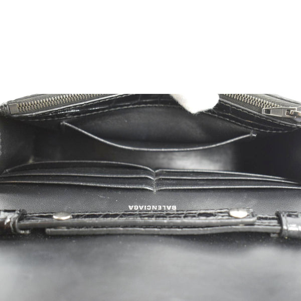 BALENCIAGA Hourglass Leather Chain Wallet Shoulder Bag Black