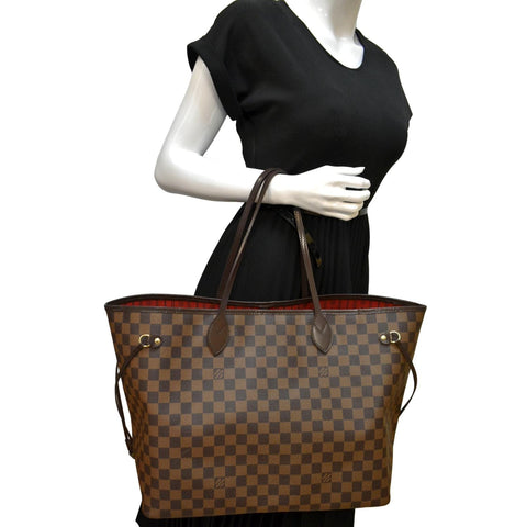 LOUIS VUITTON Neverfull GM Damier Ebene Tote Shoulder Bag Brown