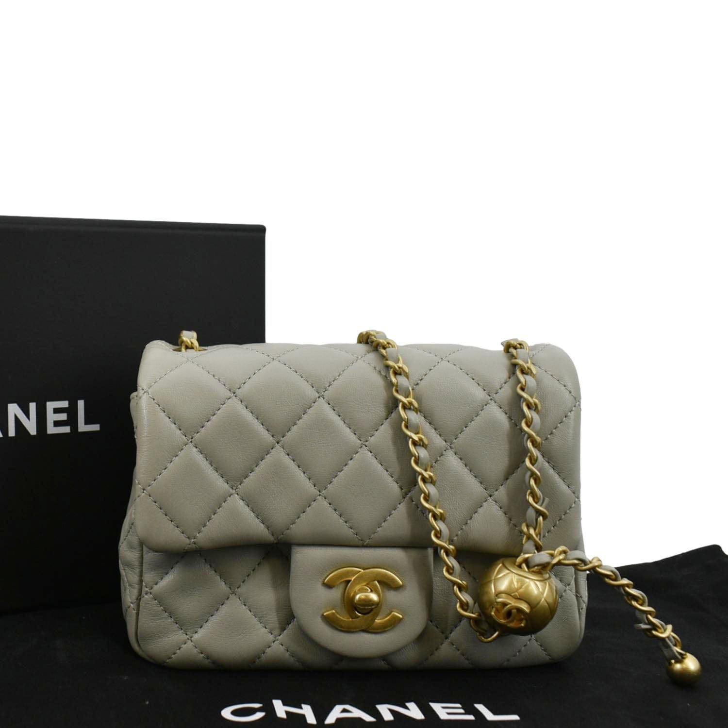 23C CHANEL Classic Mini Square Pearl Crush Enamel & Gold Lambskin Flap  Bag NIB
