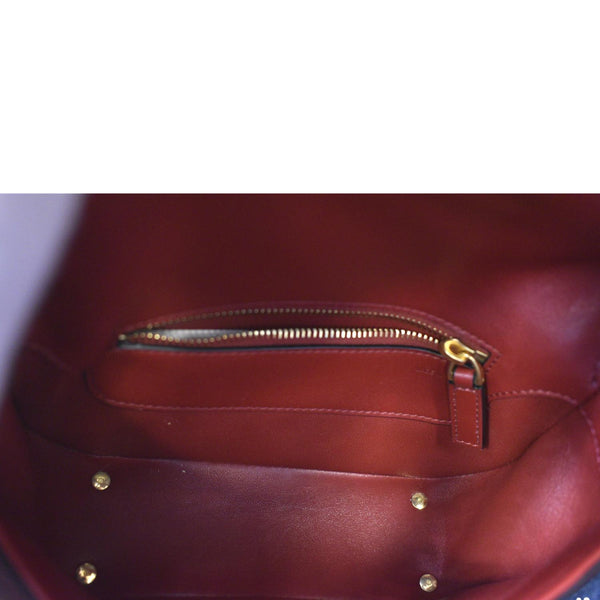 Valentino V Logo Chain Leather Shoulder Bag in Red - Inside