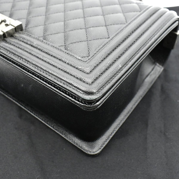 CHANEL Medium Boy Flap Caviar Quilted Leather Shoulder Bag Black