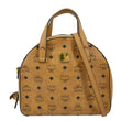 MCM Half Moon Medium Visetos Canvas Tote Bag Cognac